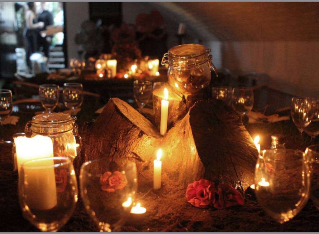 Candlelit dining table installation