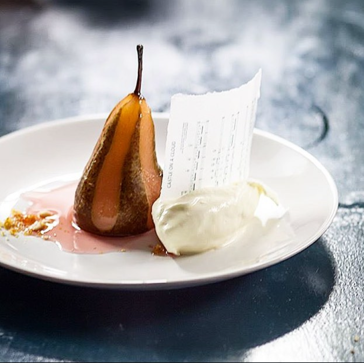 Poached pear dessert
