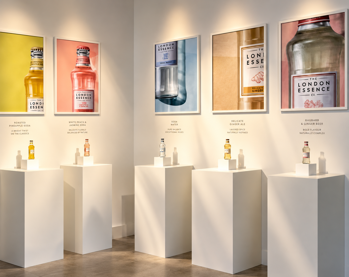 London Essence flavour gallery with plinths