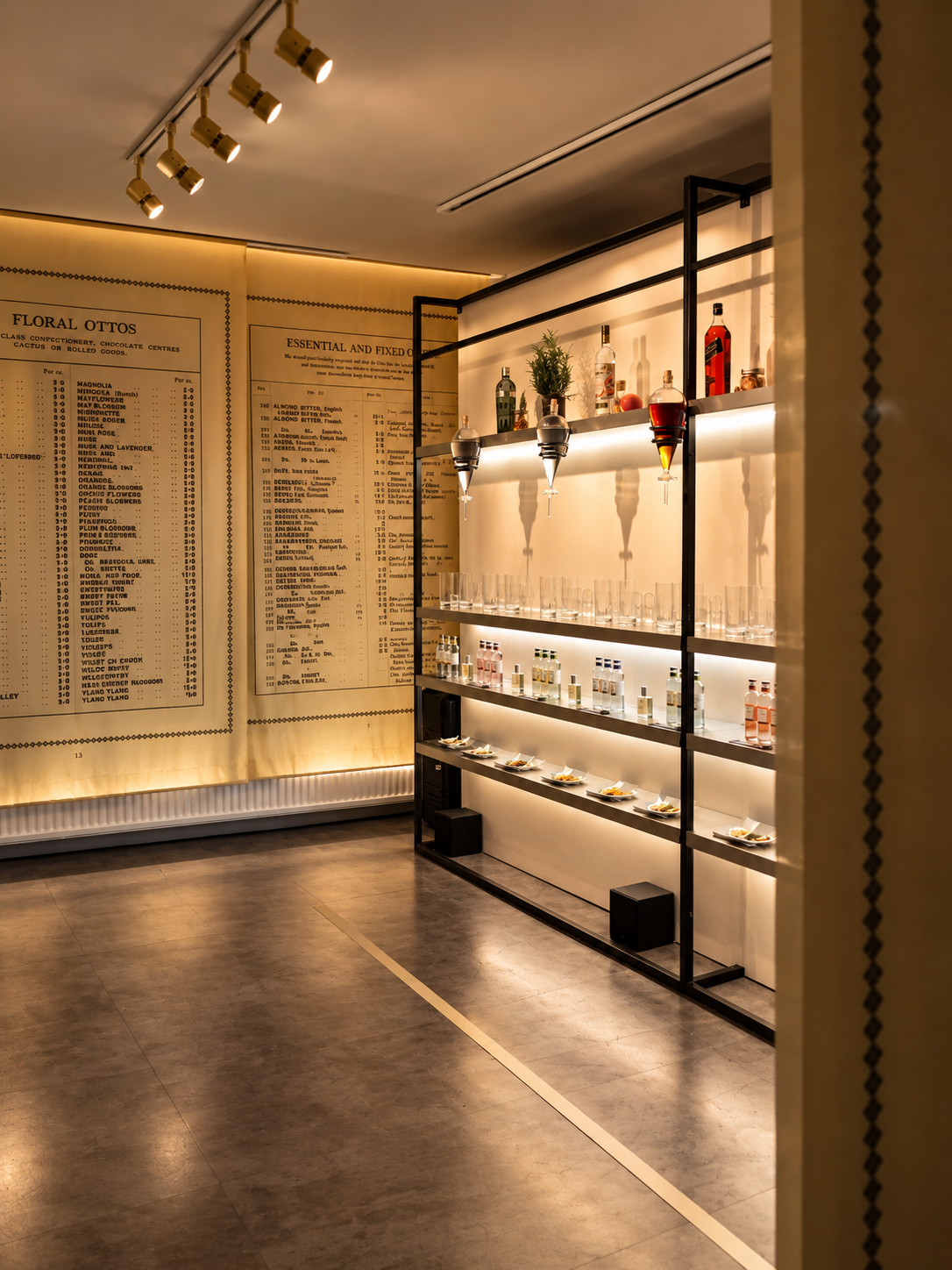 Apothecary-style flavour library shelving