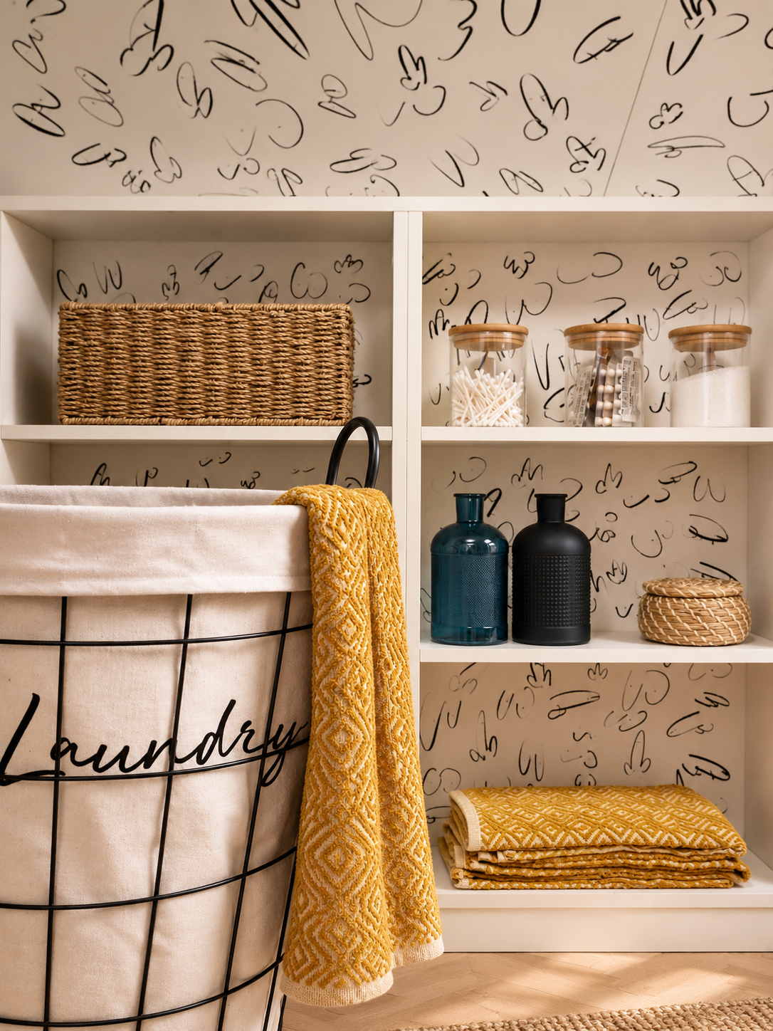Warmly styled storage interior
